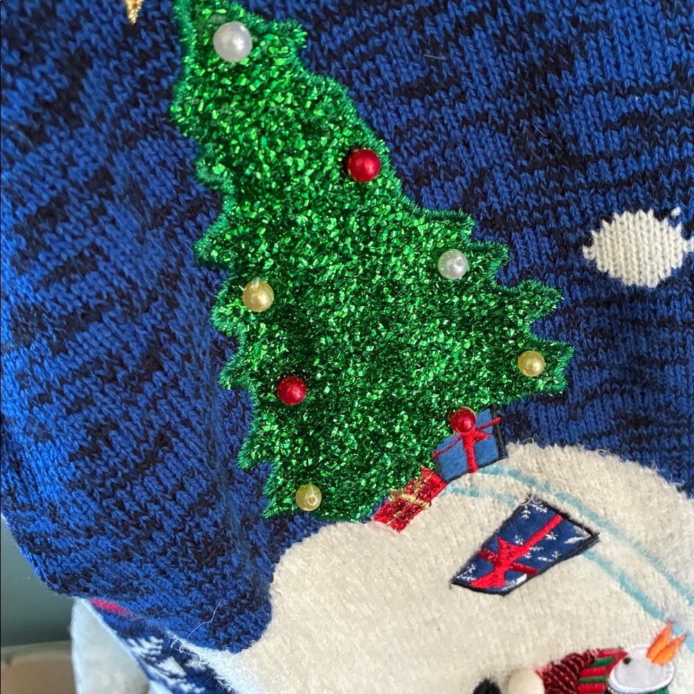 United States Seeaters sz 1X Ugly Christmas Festive Blue Sweater Penguins - Picture 4 of 7